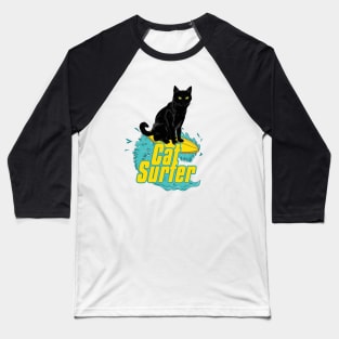 Cat Surfer Baseball T-Shirt